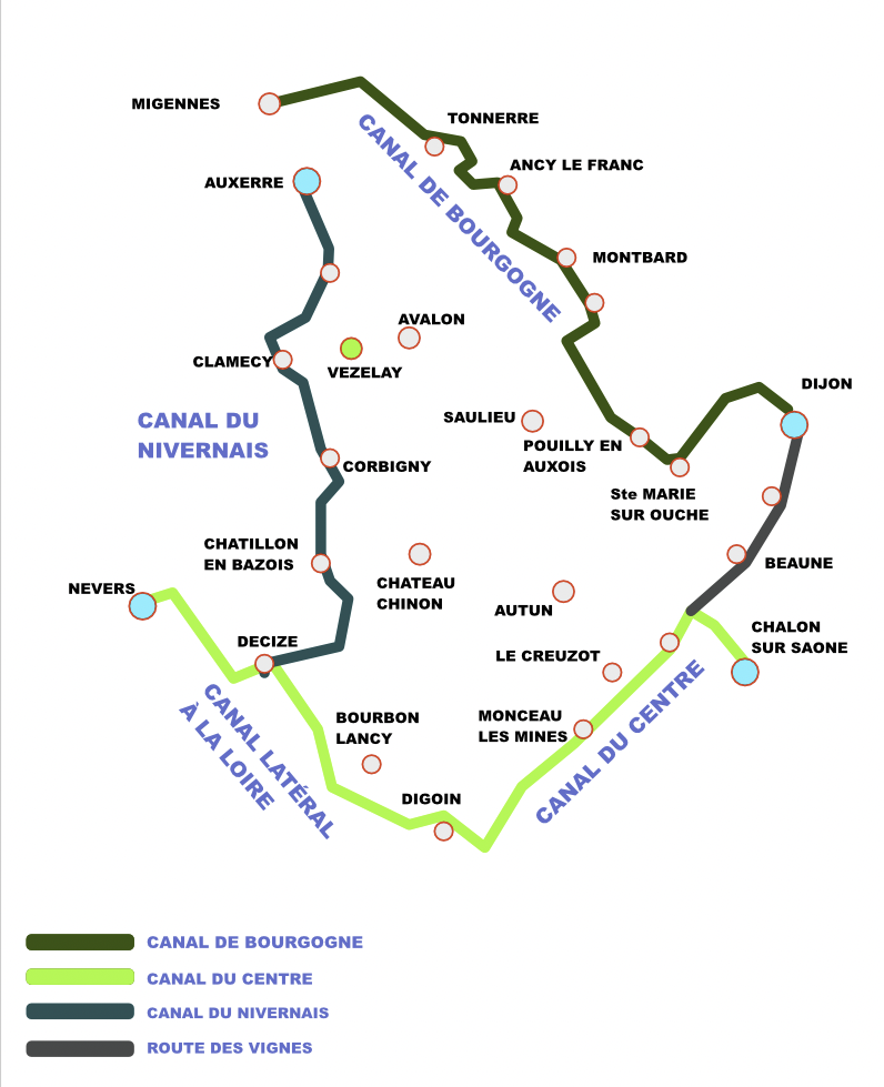 carte loubiclou canaux de Bourgogne